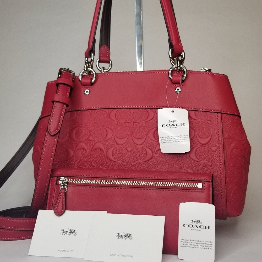COACH 2PCS SET Signature EMBOSSED BAG + WALLET - Picture 11 of 12
